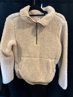 Te Verde Cream Sherpa Half-Zip Pullover